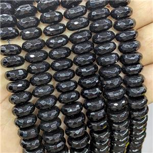 Black Onyx Agate Heishi Beads Faceted, approx 6x12mm [GB20863]