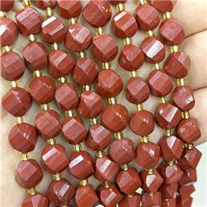 Natural Red Jasper Twist Beads S-Shape Faceted, approx 7-8mm [GB20869-8MM]