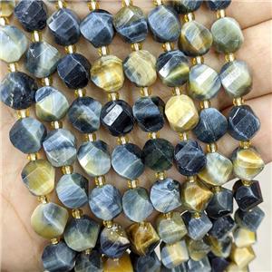 Fancy Tiger Eye Stone Twist Beads S-Shape Faceted, approx 9-10mm [GB20878]
