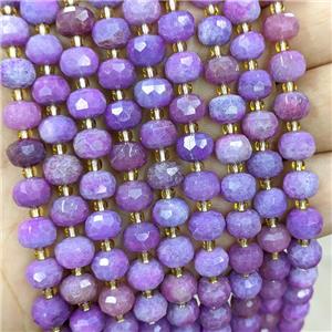Natural Lepidolite Beads Purple Dye Faceted Rondelle, approx 6-8mm [GB20883]