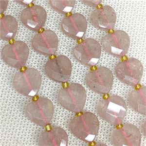 Natural Pink Strawberry Quartz Heart Beads Faceted, approx 12mm [GB20890]