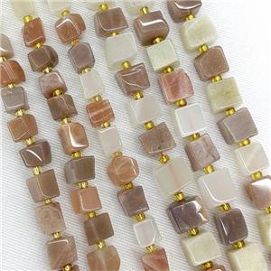 Natural Moonstone Beads Cube Multicolor, approx 8-10mm [GB20904-8MM]