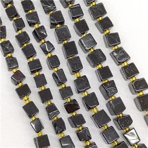 Natural Black Tourmaline Cube Beads, approx 6-7mm [GB20906-7MM]