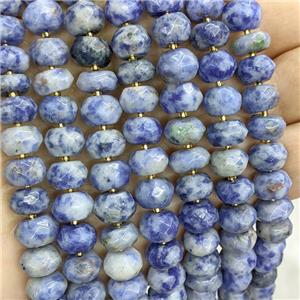 Natural Blue Dalmatian Jasper Beads Faceted Rondelle, approx 9-11mm [GB20926]