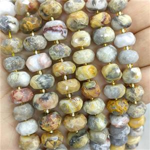 Natural Yellow Crazy Lace Agate Beads Faceted Rondelle, approx 9-11mm [GB20930]