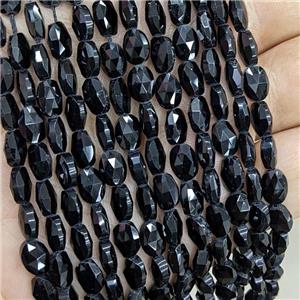 Natural Black Obsidian Beads Faceted Oval, approx 6-8mm [GB20963]