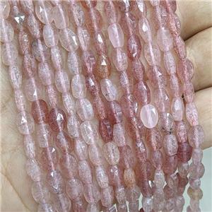 Natural Pink Strawberry Quartz Beads Faceted Oval, approx 6-8mm [GB20964]