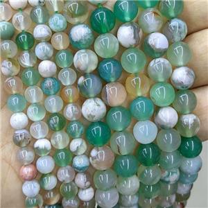 Natural Cherry Sakura Agate Beads Green Dye Smooth Round, approx 10mm dia [GB20988-10MM]