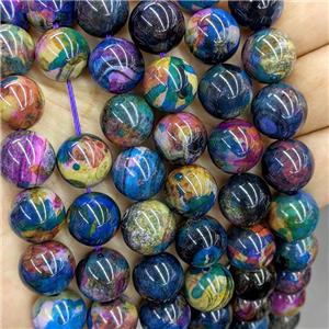 Natural Agate Beads Multicolor Dye Smooth Round, approx 14mm [GB21044]