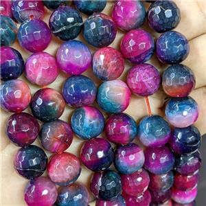 Natural Agate Beads Hotpink Blue Dye Faceted Round, approx 14mm [GB21045]