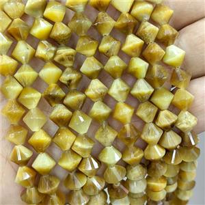 Golden Tiger Eye Stone Bicone Beads, approx 8mm [GB21071]