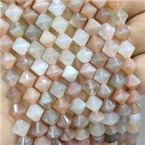 Natural Moonstone Bicone Beads Multicolor, approx 8mm [GB21081]