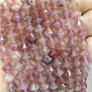 Natural Pink Strawberry Quartz Bicone Beads, approx 8mm [GB21082]