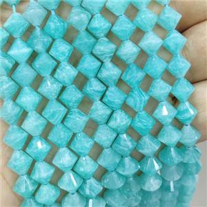 Natural Green Amazonite Bicone Beads AA-Grade, approx 8mm [GB21088]