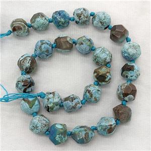 Natural Ocean Jasper Nugget Beads Blue Dye Faceted Freeform, approx 13-14mm [GB21102]