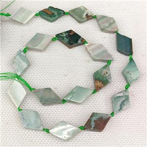 Natural Green Indian Agate Rhombus Beads, approx 10-18mm [GB21143]