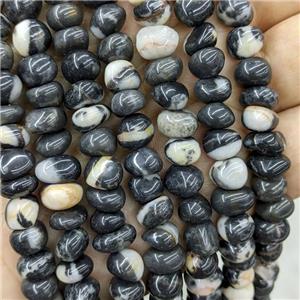 Natural Zebra Jasper Chips Beads White Black Freeform, approx 9-11mm [GB21171-L]