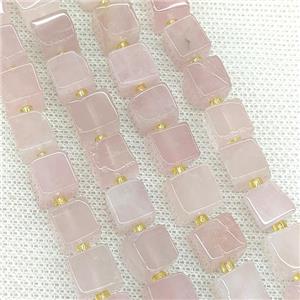 Natural Pink Rose Quartz Cube Beads, approx 8-10mm [GB21186]