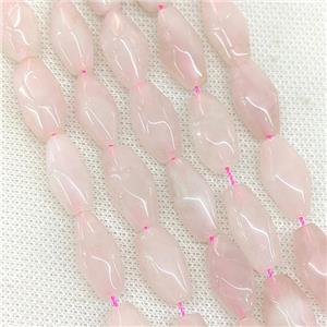 Natural Pink Rose Quartz Rice Beads Faceted, approx 10-20mm [GB21231]