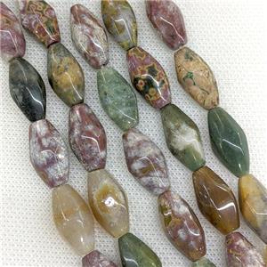 Natural Ocean Agate Beads Faceted Rice Multicolor, approx 10-20mm [GB21236]