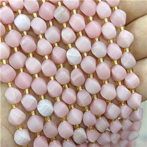 Natural Chinese Pink Opal Twist Beads S-Shape Faceted, approx 7-8mm [GB21242]