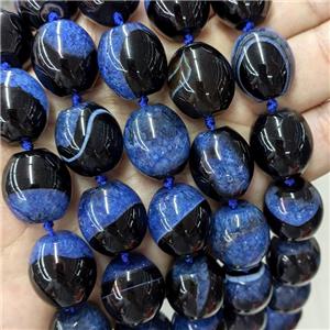 Natural Druzy Agate Barrel Beads Blue Dye, approx 18-19mm [GB21263]