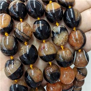 Natural Druzy Agate Barrel Beads Orange Dye, approx 18-19mm [GB21268]