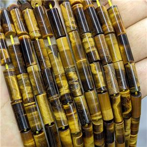 Natural Tiger Eye Stone Tube Beads, approx 6-16mm [GB21269]