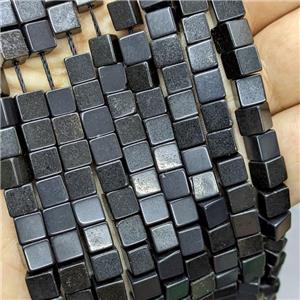 Natural Black Jasper Cube Beads, approx 6mm [GB21271]