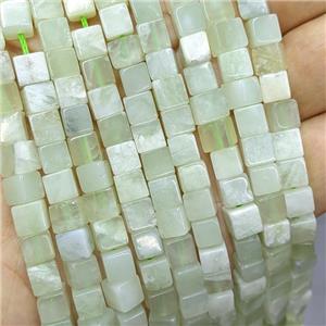 Natural New Mountain Jade Cube Beads, approx 6mm [GB21273]