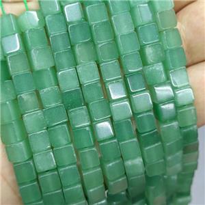 Natural Green Aventurine Cube Beads, approx 6mm [GB21276]