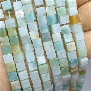 Natural Chinese Amazonite Cube Beads, approx 6mm [GB21277]