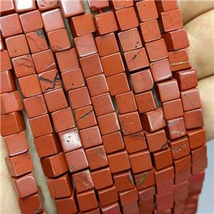Natural Red Jasper Cube Beads, approx 6mm [GB21279]