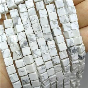 Natural White Howlite Turquoise Cube Beads, approx 6mm [GB21281]