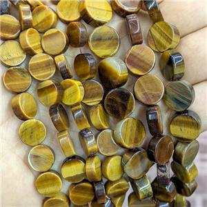 Natural Tiger Eye Stone Coin Beads, approx 10mm [GB21305-10MM]