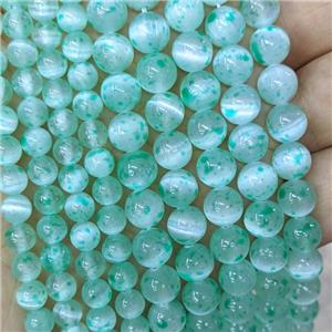 Natural Selenite Beads Green Dye Smooth Round, approx 8mm [GB21323-8MM]