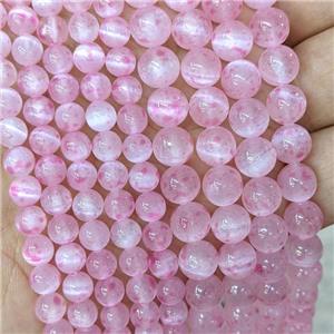 Natural Selenite Beads Pink Dye Smooth Round, approx 10mm [GB21324-10MM]