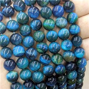 Natural Tiger Eye Stone Beads Blue Dye C-Grade Smooth Round, approx 8mm [GB21327-8MM]
