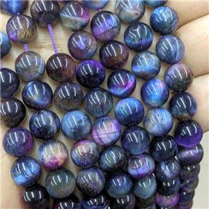 Natural Tiger Eye Stone Round Beads Galaxy Multicolor Dye Smooth, approx 10mm [GB21330-10MM]