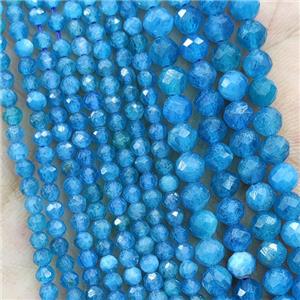 Natural Apatite Beads A-Grade Blue Tiny Faceted Round, approx 4mm dia [GB21334-4MM]