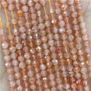 Natural Sunstone Beads Gold Spot Faceted Round Tiny, approx 3mm [GB21337-3MM]