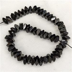 Natural Black Tourmaline Beads Faceted Square, approx 12mm [GB21347]