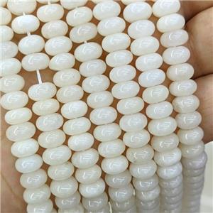 Beige Jade Beads Smooth Rondelle Dye, approx 8mm [GB21352]