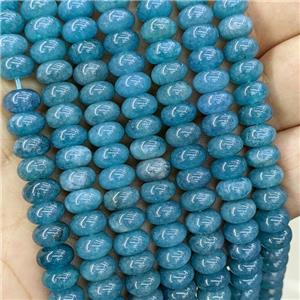 Jade Beads Smooth Rondelle Blue Dye, approx 8mm [GB21353]