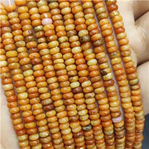 Natural Marble Beads Pave Gold Foil Smooth Rondelle Orange Dye , approx 4mm [GB21369]