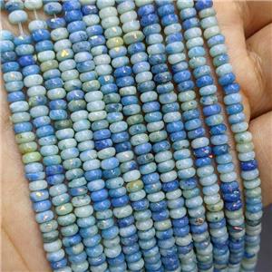 Natural Marble Beads Pave Gold Foil Smooth Rondelle Blue Dye , approx 4mm [GB21372]