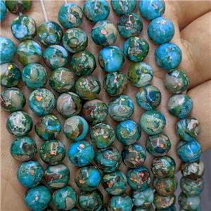 Synthetic Imperial Jasper Beads Pave Gold Foil Smooth Round Blue, approx 8mm [GB21387-8MM]