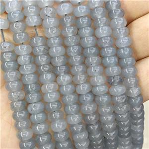 Gray Jade Rondelle Beads Smooth Dye, approx 8mm [GB21393]