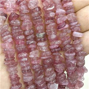 Natural Pink Strawberry Quartz Beads Chips Freeform, approx 7-11mm [GB21403]