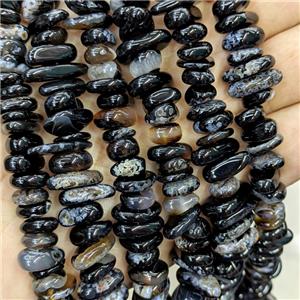 Natural Black Agate Chips Beads Freeform, approx 7-11mm [GB21457]